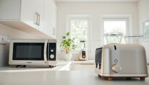 Showcase of an affordable appliance collection in a modern kitchen, emphasizing budget-friendly options.