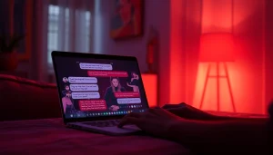 Engaging NSFW AI chatbot interaction in a cozy digital setting.