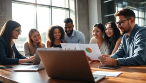 Engaged team exploring b2b competitive intelligence data in a collaborative office environment.