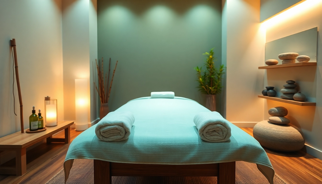 편안한 분위기와 자연 장식으로 꾸며진 송도마사지 치료실 설정.