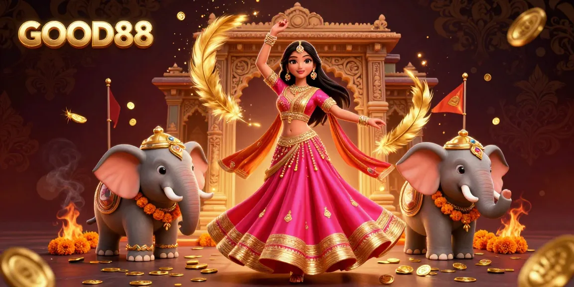 Spin and win big with GOOD88’s vibrant 3D casino scene filled with gold coins and excitement.