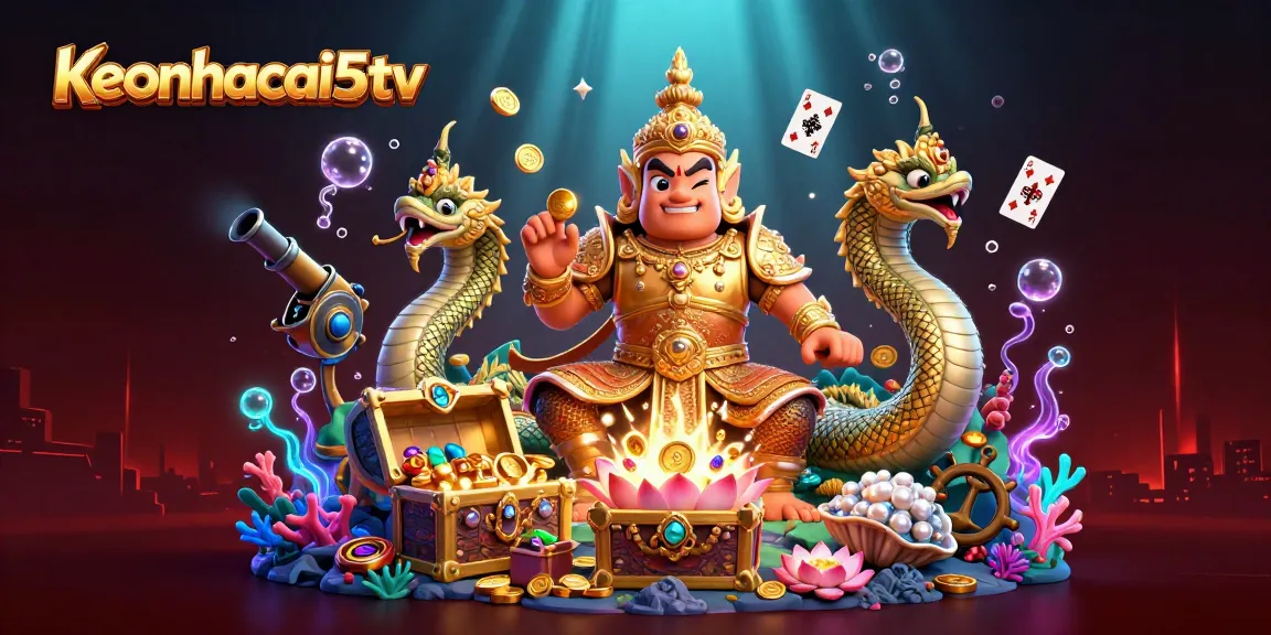 Engage in thrilling bets with keonhacai5tv's vibrant, dynamic casino illustration featuring underwater treasures.