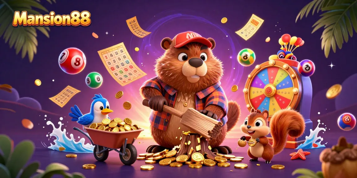 Mansion88 brings thrilling gaming experiences to life with a lively 3D cartoon scene full of excitement and vibrant visuals.