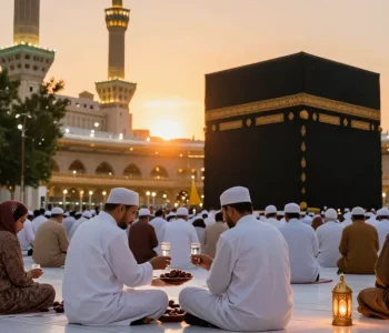 umroh Itikaf experiences at the stunning Masjidil Haram during Ramadhan pilgrimage, capturing the essence of travel, spirituality, and community.