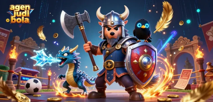 Engage in thrilling agen judi bola action with an epic 3D Viking warrior scene.