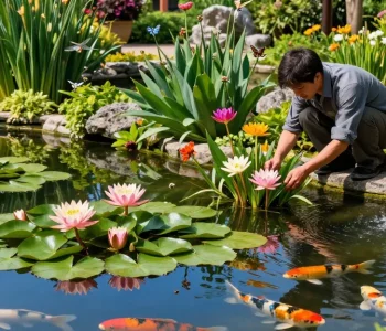 Buy Water Lilies in a beautiful pond garden, showcasing vibrant blossoms and serene surroundings.