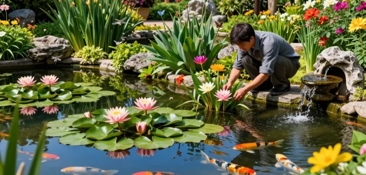 Buy Water Lilies in a beautiful pond garden, showcasing vibrant blossoms and serene surroundings.